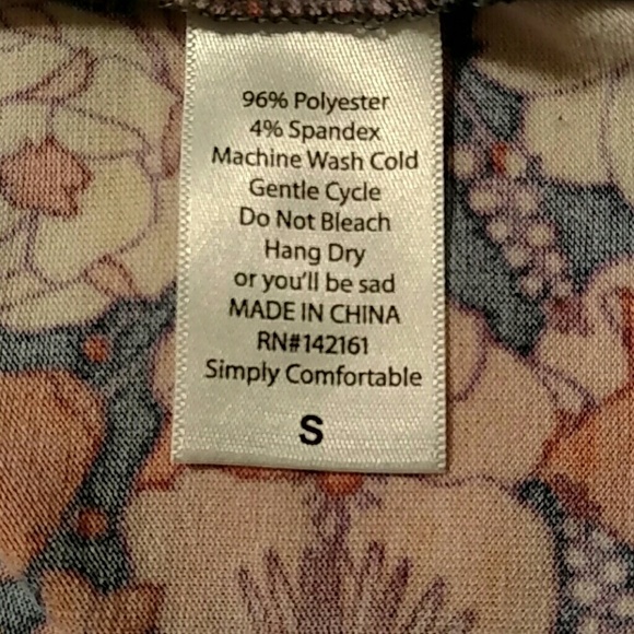 LulaRoe Randy Floral 3/4 Length Sleeve T-shirt Top Size S - Picture 5 of 6